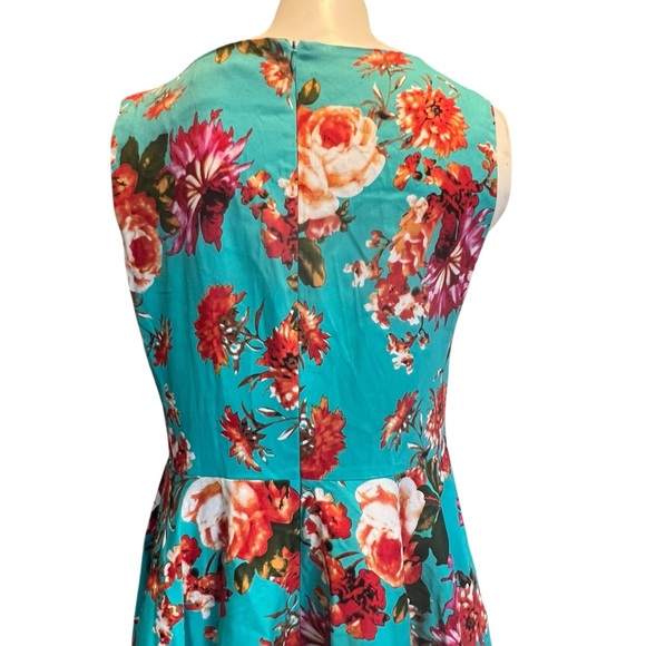 Grace Karin Turquoise and Red Floral Midi Dress Size large nwt - Picture 7 of 10